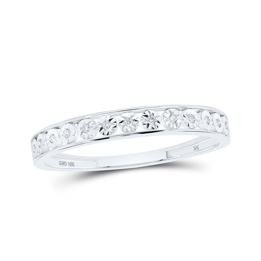 10kt White Gold Womens Round Diamond Band Ring .03 Cttw