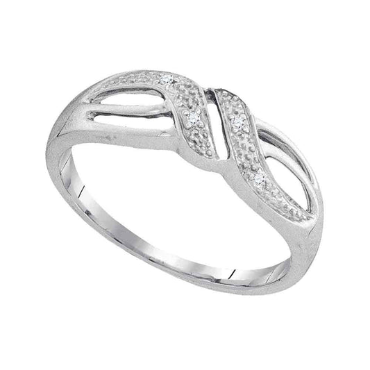 10kt White Gold Womens Round Diamond Band Ring .02 Cttw